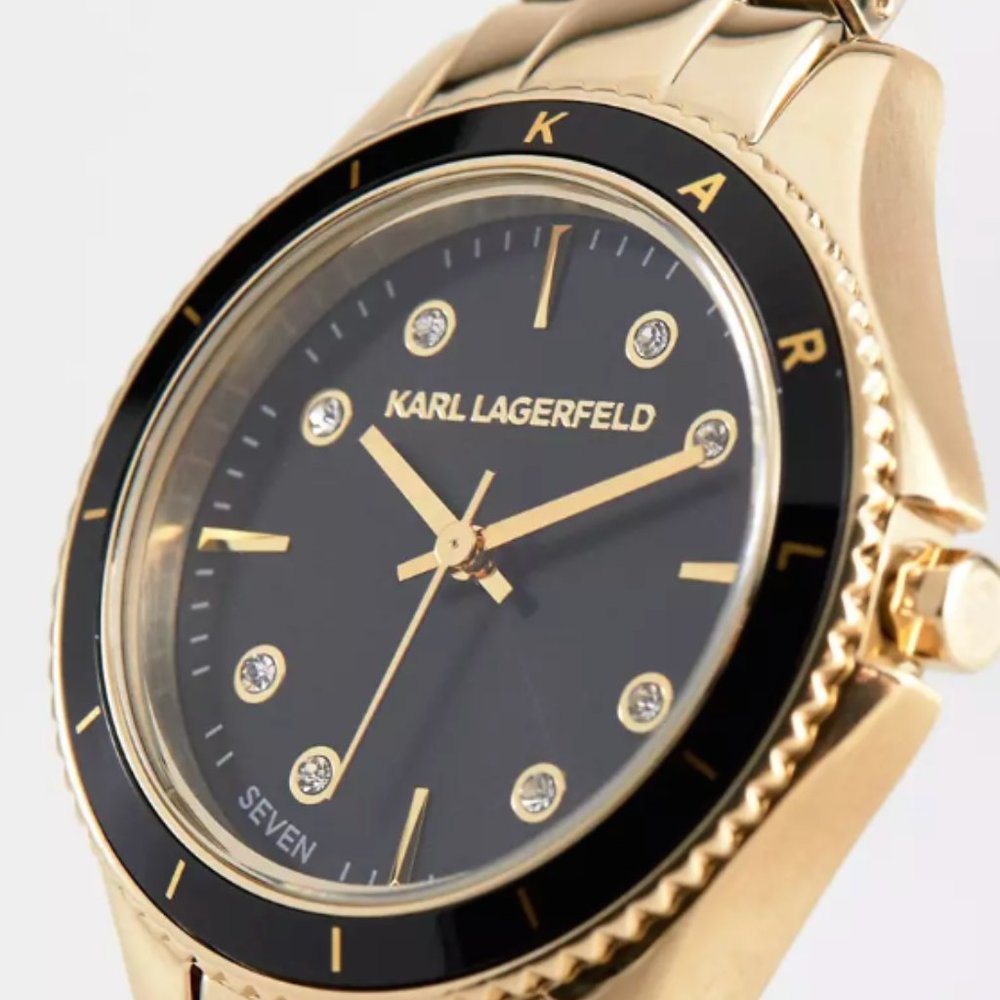 Karl Lagerfeld KL1641 ladies gold plated watch with black dial